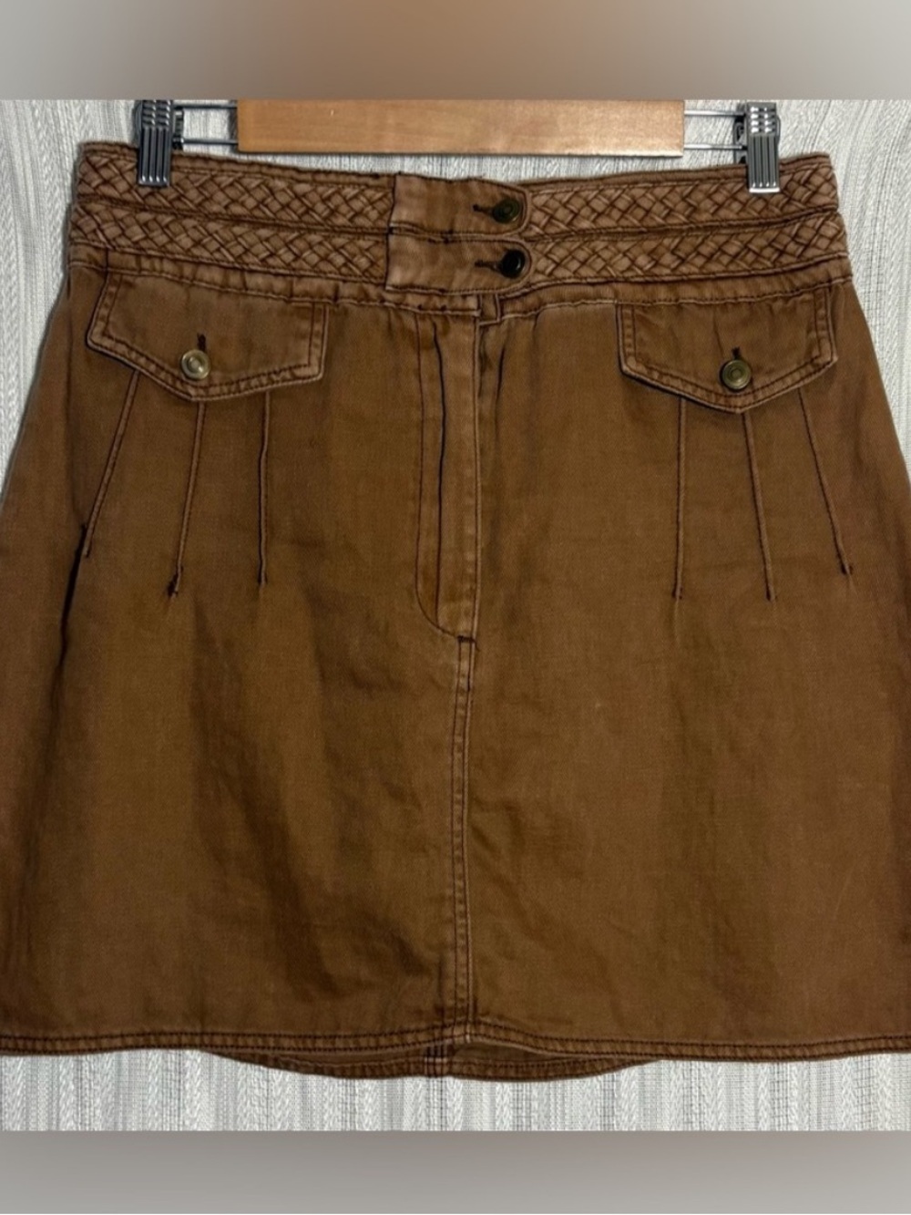 🆕Free People Brown Braided-Waist Mini Skirt